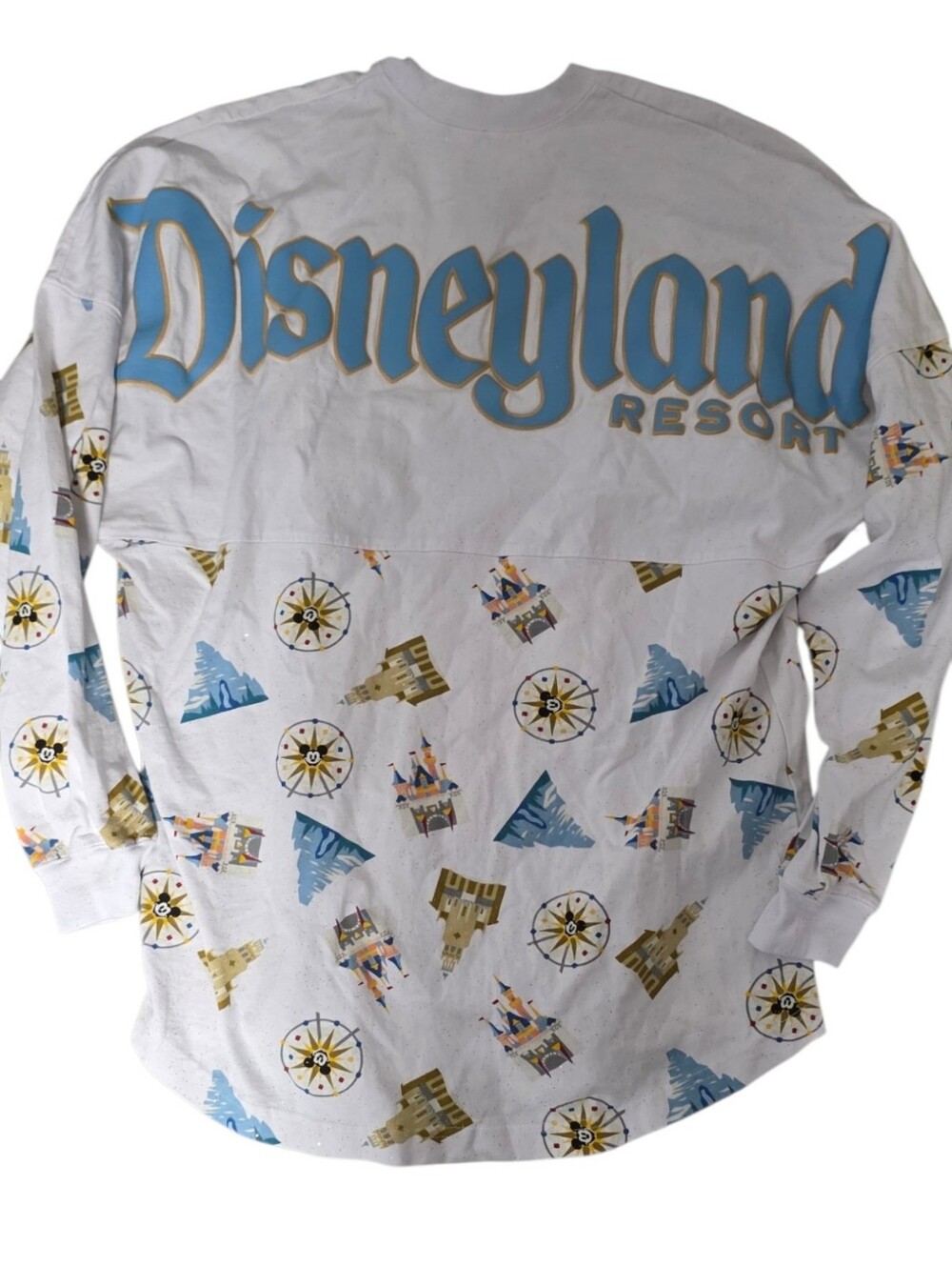Disneyland Resort Icons Spirit Jersey White Gold Glitter Blue Puff Print S